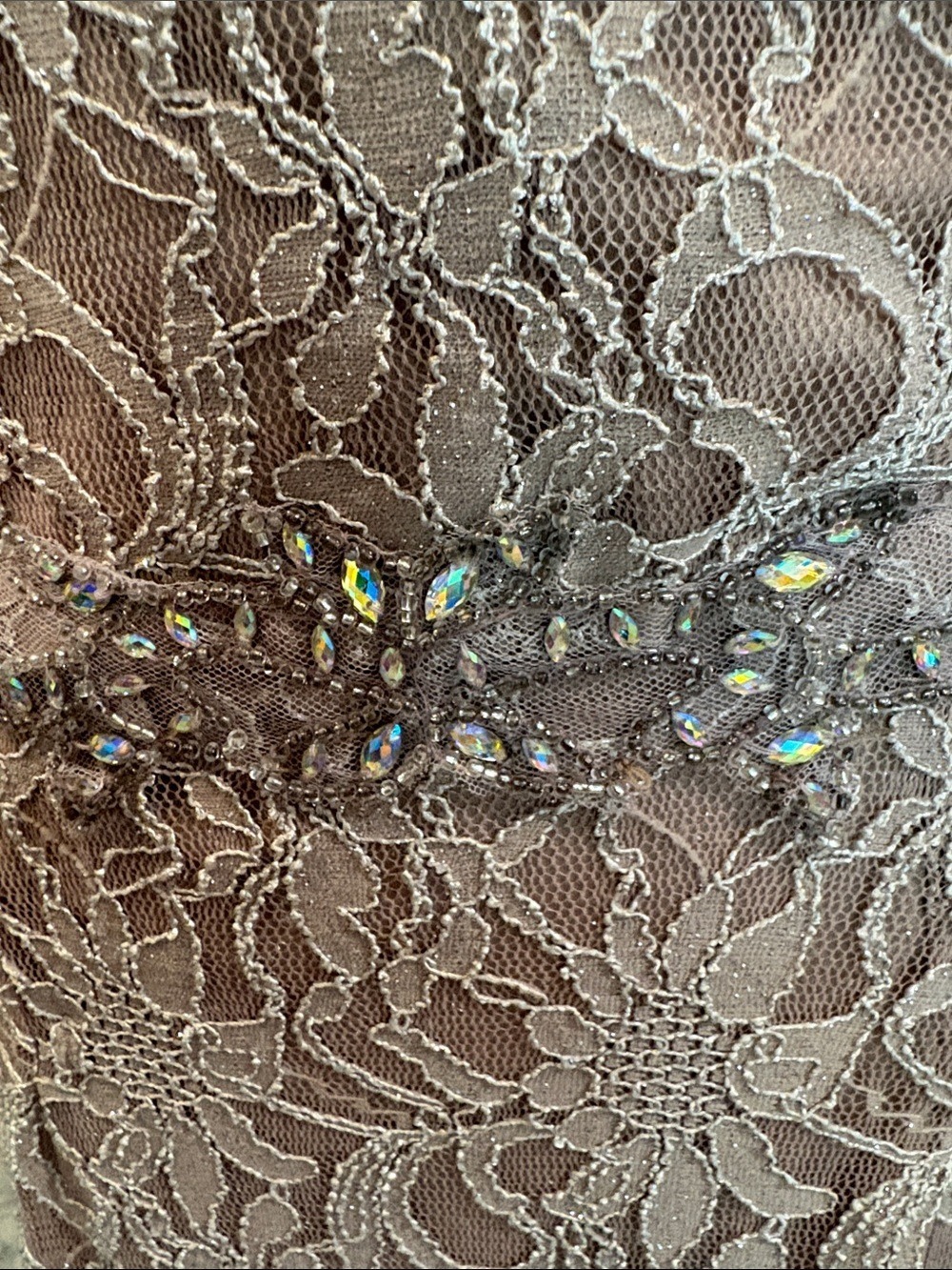 Jackie Jon Sz 8 lace and beaded long sleeve cocktail dress. Blush formal party - Picture 9 of 10